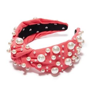 Lele sadoughi Oversized Pearl Woven Knotted Headband NWT Spritz Pink Coral